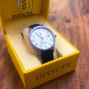 Black leather Invicta watch. Simple and sleek.